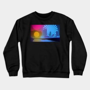 Perth Night Skyline With Fireworks Crewneck Sweatshirt